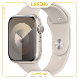 اپل واچ سری 9 سایز 45mm آلومینیوم استارلایت با بند اسپرت سیلیکون