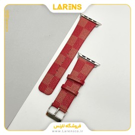 بند Leather سری LV-Damier اپل واچ 42/44/45mm رنگ Red