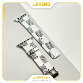 بند Leather سری LV-Damier اپل واچ 38/40/41mm رنگ White2