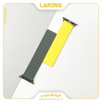 بند اپل واچ Leather Magnet سری Double سایز 42/44/45 میلیمتر _ رنگ Gray Yellow